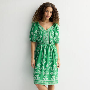 Women's Draper James Placement Green Print Midi Dress Size L Large